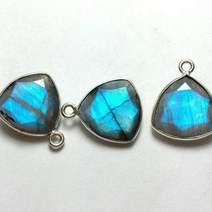 925 Sterling Silver Connectors, Labradorite Trillion Shape Faceted Cut Sterling Silver Connector,  Labradorite Connectors 10-16 MM, 5 Pieces