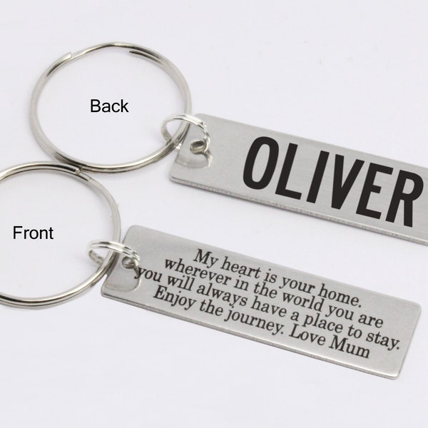 Gift for Son, Enjoy the journey, Keyring for son, To My Son, personalised gift, come back keyring, leaving home, Gift from mum, Son Keyring