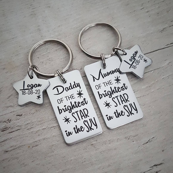 Brightest star in the sky keyring, Daddy, Mummy, Baby loss gift, Angel Baby, Miscarriage, child loss keyring remembrance bereavement gift