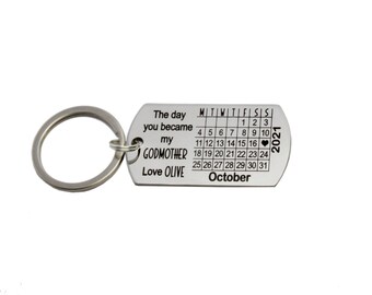 Personalized Godmother Keyring: Christening Gift from Godchild