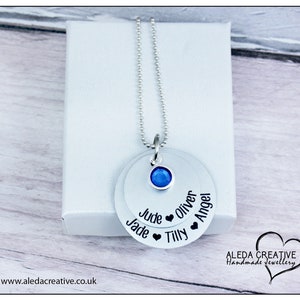 Gift for mum, Name Necklace, Birthstone Necklace, gift for nanny, Engraved necklace, Gifts for her Birthday, Christmas Gift, Kids names gift