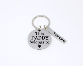 This Daddy belongs to Keyring, Personalised Keyring, Gift for Daddy, Dad, Grandad Grandpa Pops, Card for Daddy Fathers day, Keyring for Dad