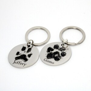 Actual Paw Keyring, Engraved pawprint, Pet Memorial Gifts, Cat Dog Pawprint, Pet Jewelry, Pet Name, Custom Pet Paw Print Keyring, pet loss image 2