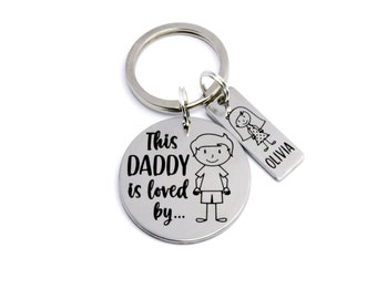 Personalized Daddy Keyring: 'Loved By' Engraved Stainless Steel Gift