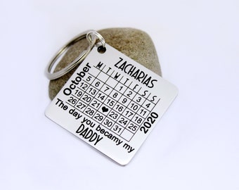 The day you became my Daddy keyring, Gift for grandad, Keyring for grandad, Dad, Grandpa, Pops, Keyring for Daddy, Fathers, Calendar Keyring