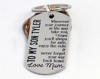 Gift for Son, wherever your journey keyring, To My Son, Grandson gift, leaving home, Gift from mum, Believe in yourself, Son Keyring, Gift