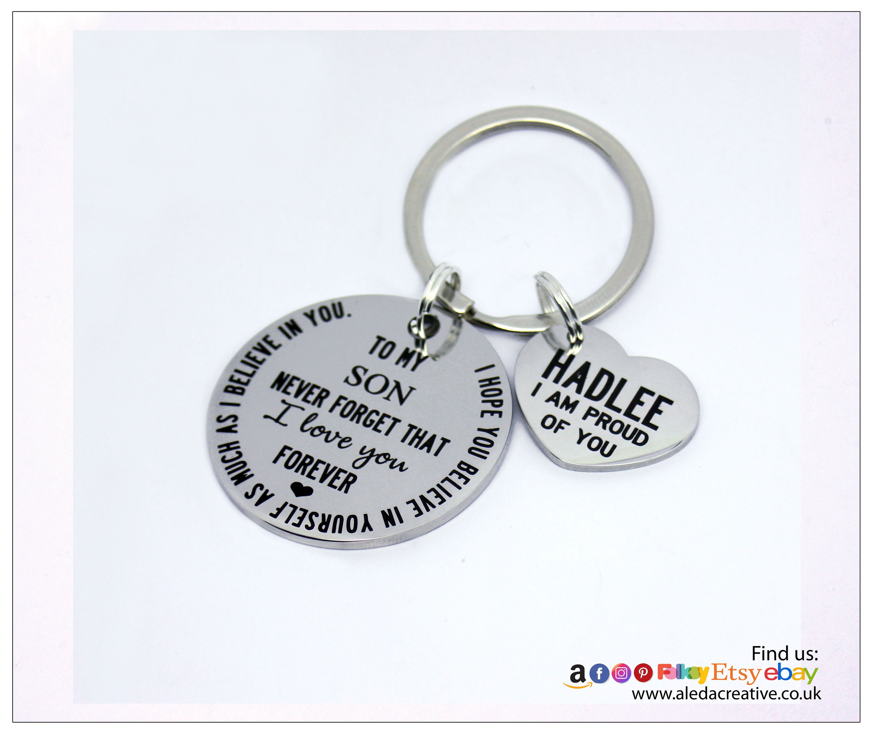 I am proud of you, Gift for Son, engraved keyring, To My Son, Grandson  gift, leaving home, Gift from mum, Believe in yourself, Son Keyring