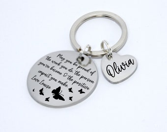 Motivational Quote Keychain: Personalized Retirement Gift, Appreciation Keyring