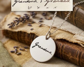 Custom handwriting, Handwriting Necklace Memorial Gift Personalised Gift Actual handwriting engraved Necklace, Engraved Necklace