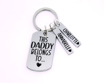 This Daddy belongs to Keyring, Personalised Keyring for Daddy, Gift for Daddy, Dad, card for Daddy, Fathers day, Engraved keyring, from kids