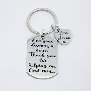 Speech therapist Keyring, Gift for speech therapist, everyone deserves a voice, Personalised Speech therapy gift, thank you speech therapist
