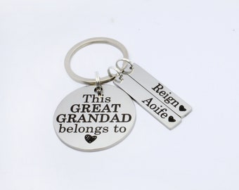 This Great Grandad belongs to Keyring, Gift for Great grandad, Grandpa, Pops, Keyring for Great grandad, Fathers day, Engraved Birthday gift