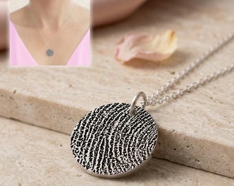 Personalised Fingerprint Necklace, Custom Engraved Pendant Actual Fingerprint Jewellery, Memorial Gift, fingerprint keepsake, Christmas Gift