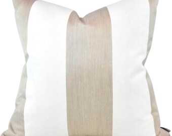 Manhattan Stripe in Beige/Off-White Pillow Cover | Indoor/Outdoor