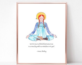 Anne of Green Gables card, yoga card, Anne of Green Gables gift, Anne of Green Gables art, Anne Shirley, Anne of Green Gables, bookworm,