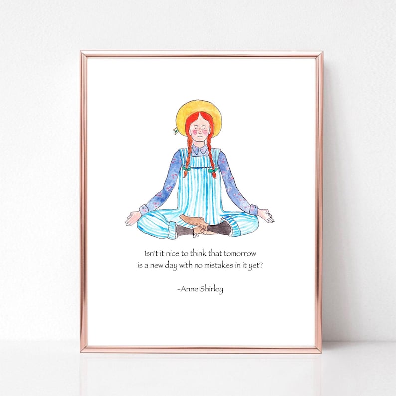 Anne of Green Gables card, yoga card, Anne of Green Gables gift, Anne of Green Gables art, Anne Shirley, Anne of Green Gables, bookworm, 8 x 10 print