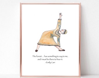 Emily Carr card, yoga card, Emily Carr quote, Emily Carr art, Emily Carr print, yoga print, yoga art, yoga lover art