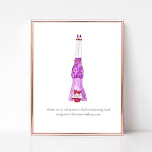 carte de yoga, poirier de yoga, art de yoga fantaisiste, art du yoga, femme sage, fête des mères, impression de yoga fantaisiste, poème quand je suis une vieille femme, fort