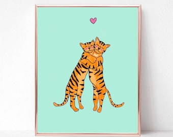 my love greeting card, tiger card, tiger print, tiger art, my love card, cute tigers