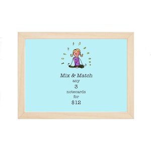 3 cartes pour 12 personnes, mélanger et assortir, lot de 3 cartes de voeux, cartes pour amateurs de yoga, cartes pour amateurs de livres, lot de 3 cartes, 3 pour 12 personnes, toutes les occasions