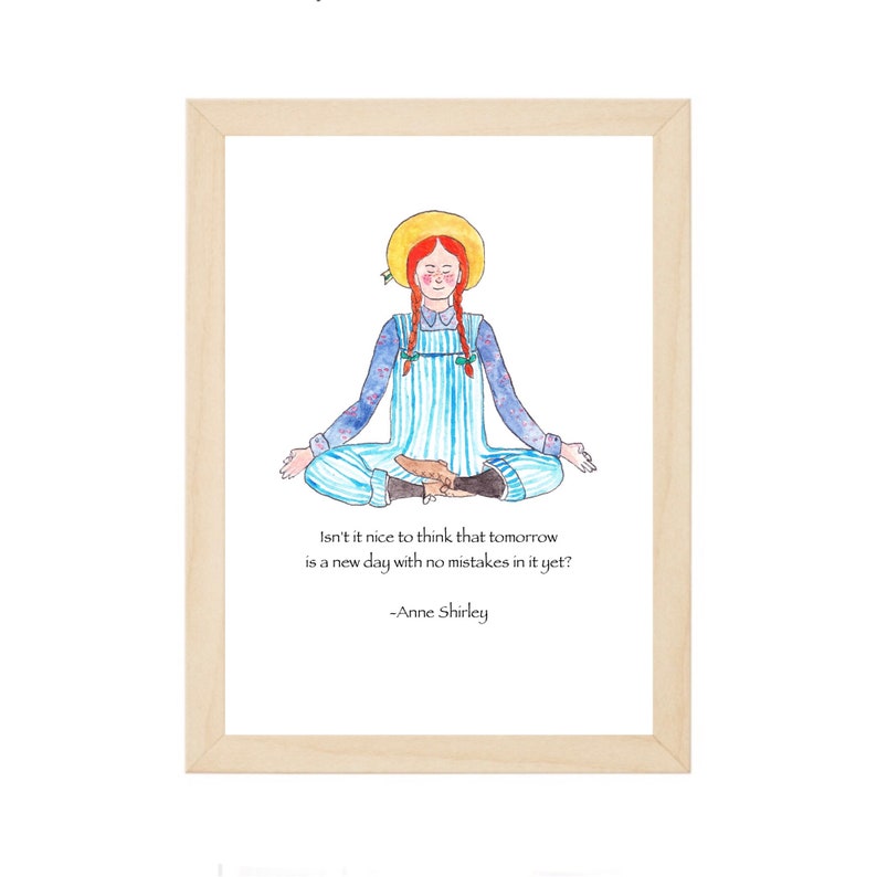 Anne of Green Gables card, yoga card, Anne of Green Gables gift, Anne of Green Gables art, Anne Shirley, Anne of Green Gables, bookworm, 5 x 7 print