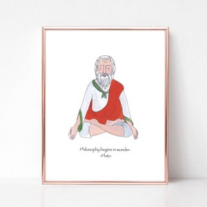 Plato Grußkarte, Yoga Karte, Philosophie Karte, Plato Zitat, Plato Kunst, Plato Druck, Philosoph Geschenk, Plato Illustration, Plato