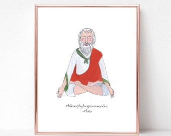 Plato greeting card, yoga card, philosophy card, Plato quote, Plato art, Plato print, philosopher gift, Plato illustration, Plato