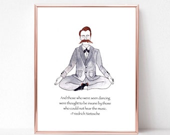 Friedrich Nietzsche card, Nietzsche quote, Nietzsche illustration, Nietzsche gift, Philosopher art, Father’s Day, philosophy quote