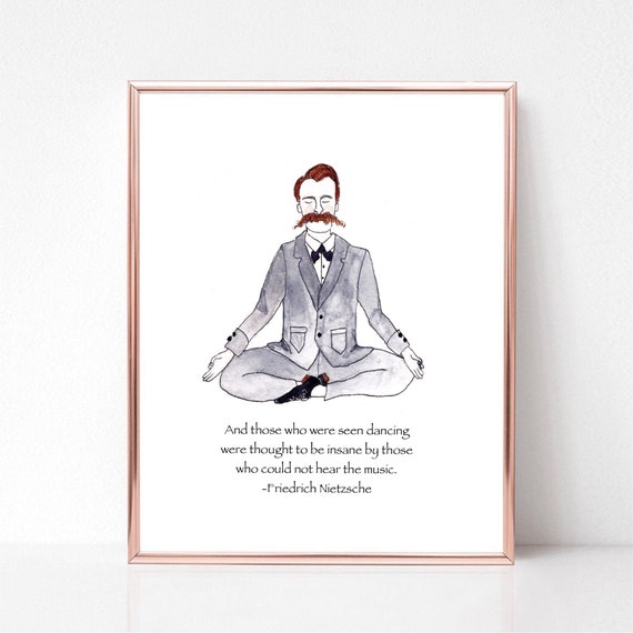 Friedrich Nietzsche card, Nietzsche quote, Nietzsche illustration, Nietzsche gift, Philosopher art, Father’s Day, philosophy quote