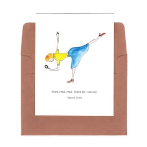Nancy Drew Karte, Yoga Karte, Nancy Drew Druck, Nancy Drew Geschenk, Geheimnis der alten Uhr, Nancy Drew Yoga Kunst