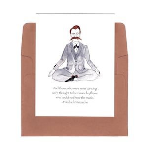 Friedrich Nietzsche Quote Illustration, Dancing Philosophy Art (Greeting Card) Greeting Card
