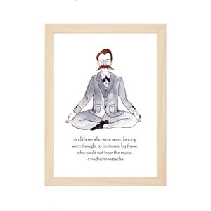 Friedrich Nietzsche Quote Illustration, Dancing Philosophy Art (Greeting Card) 5 x 7 print