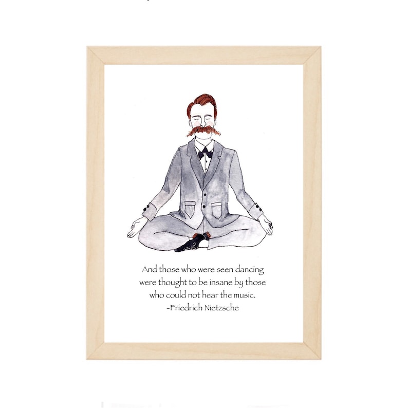 Friedrich Nietzsche Quote Illustration, Dancing Philosophy Art (Greeting Card) 5 x 7 print