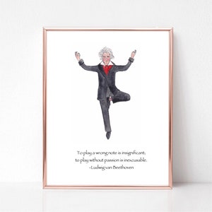Tarjeta de Beethoven, impresión de Beethoven, tarjeta para amantes de la música, cita de Beethoven, arte de Beethoven, Beethoven