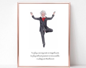 Beethoven card, Beethoven print, music lover card, Beethoven quote, Beethoven art, Beethoven