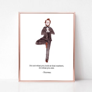 Yoga Karte, Thoreau Karte, Thoreau Zitat, Thoreau Druck, Thoreau Kunst, es ist nicht wichtig was du siehst, Baum Pose, Geschenk für Lehrer, Walden