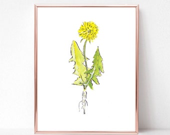 Dandelion, dandelion card, garden weed, dandelion print, dandelion art, flower art