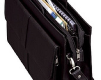 Briefcase, Messenger, Bag, Leather Imitation, black