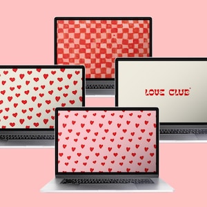 Hand-Drawn Valentine&#39;s Day Hearts Wallpaper | Cute Desktop & iPhone Background | Digital Love Wallpaper | Instant Download | Heart Wallpaper