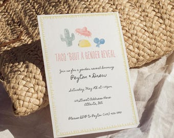 Taco Theme Gender Reveal Invitation, Fiesta Baby Shower, Editable Digital Invite, Customizable Reveal Party, Fun Mexican Fiesta Theme