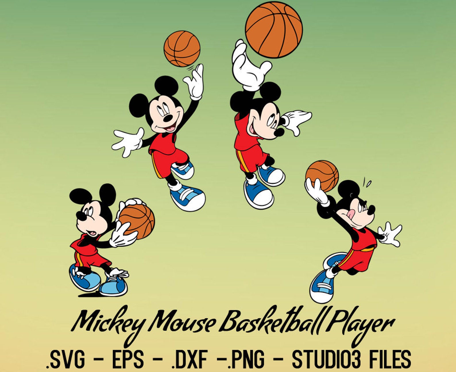 Mickey Mouse Basketball player designs. Vectors cuttable Etsy
