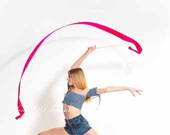 Pro-Series RIBBON WAND with 10' Satin ribbon on super long 20" handle with spinner swivel & bell for dance praise rhythm twirl play worship