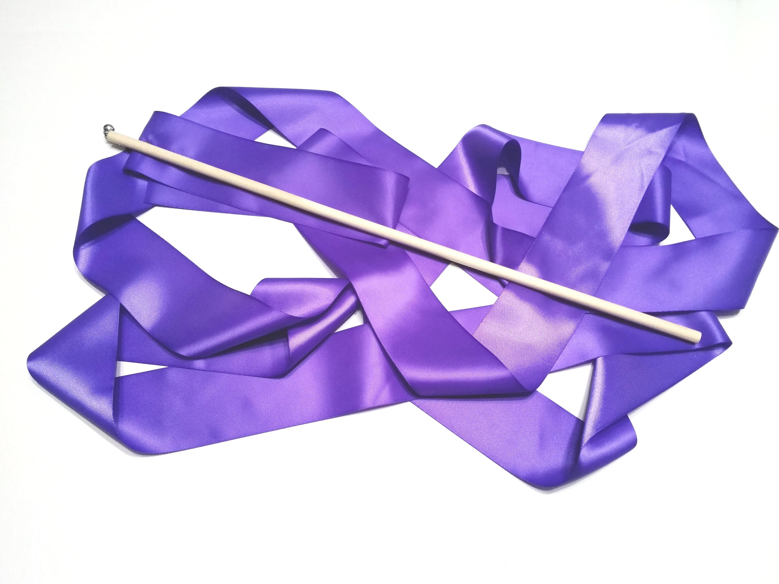 Pro-series RIBBON WAND With 10' Satin Ribbon on Super Long 20 Handle With  Spinner Swivel & Bell for Dance Praise Rhythm Twirl Play Worship 