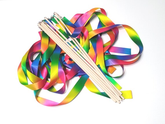 Rainbow cheap ribbon wands