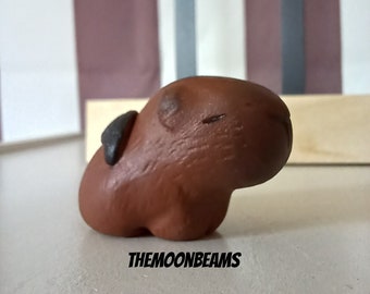 Capybara miniature figurine polymer clay collectibles-hand painted capybara miniatures-animal lovers-kawaii art toys-animal figurines decor