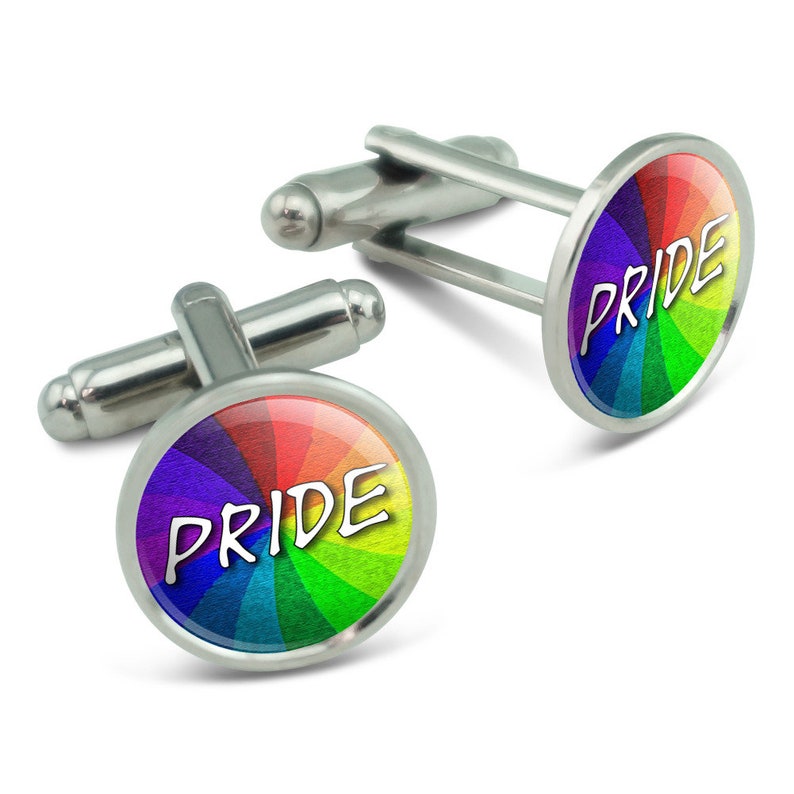 Pride On A Rainbow Swirl Men/'s Cufflinks Cuff Links Set