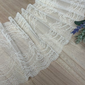 7 3/4" wide - Renaissance Lace - Stretch Lace Band, Galloon double edge lace band, Color Ivory