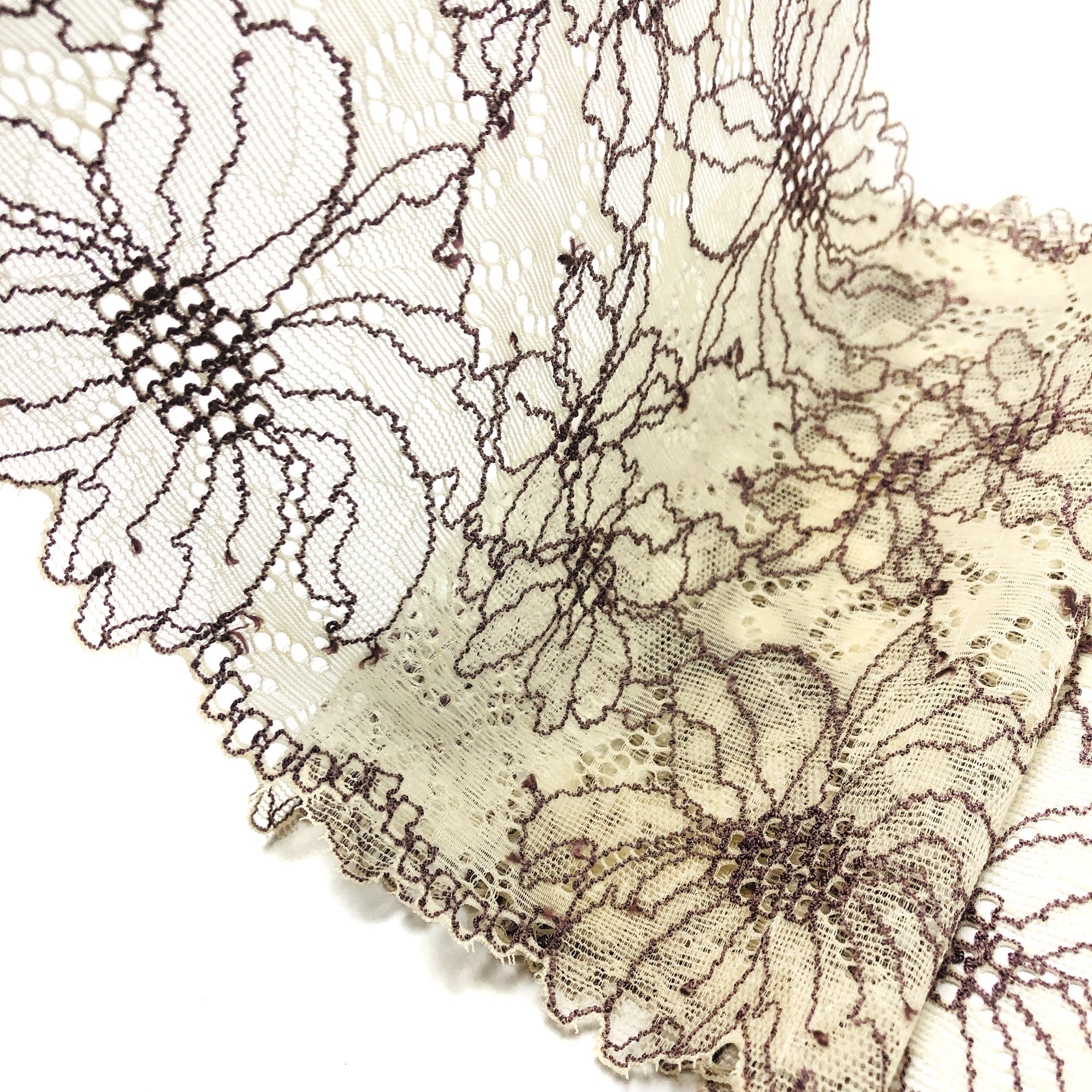 Lace Band 6 1/4 Wide Daisy Clusters Galloon Edge Stretch Lace Band 