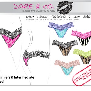 Sewing Pattern and Sewing Guide - Lacy Thong Regular and Low Rise, Step By Step Tutorial