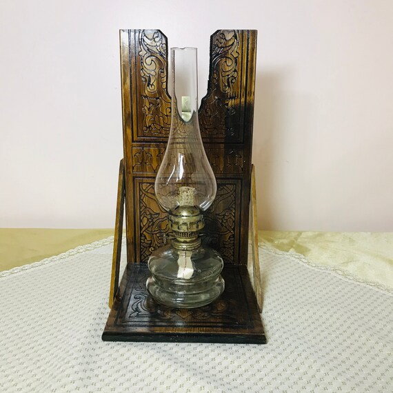 Antique Oil Lamp Ornate Wooden Holder Kerosene - Vintage Wood Oil Lamp Holder Antique Oil Lamp Ornate Wooden Holder Kerosene - Vintage Wood Oil Lamp Holder